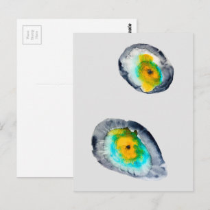 watercolor abstract oyster shells postcard