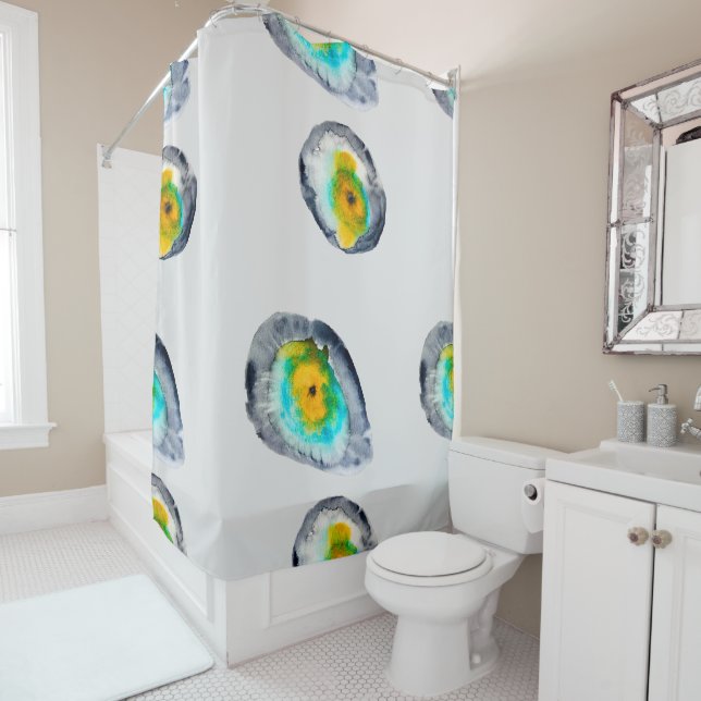 watercolor abstract oyster shells shower curtain (In Situ)