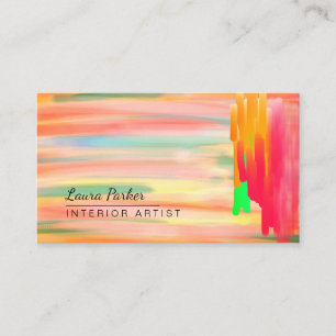 Watercolor Abstract Paint Red Orange Artist Business Card