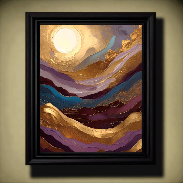 Watercolor Abstract Painting Gold Purple Blue Poster (Creator Uploaded)