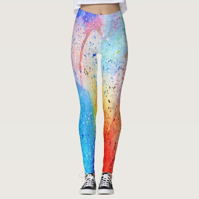 watercolor abstract pattern leggings (Front)