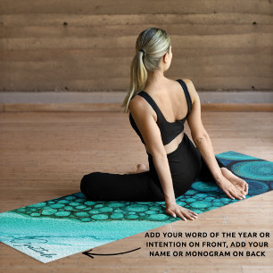 Watercolor Abstract Personalized Intention Blue Yoga Mat