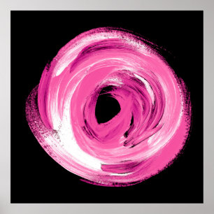 Watercolor abstract pink swirl poster