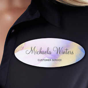 Watercolor Abstract Purple Gold Elegant Customised Name Tag