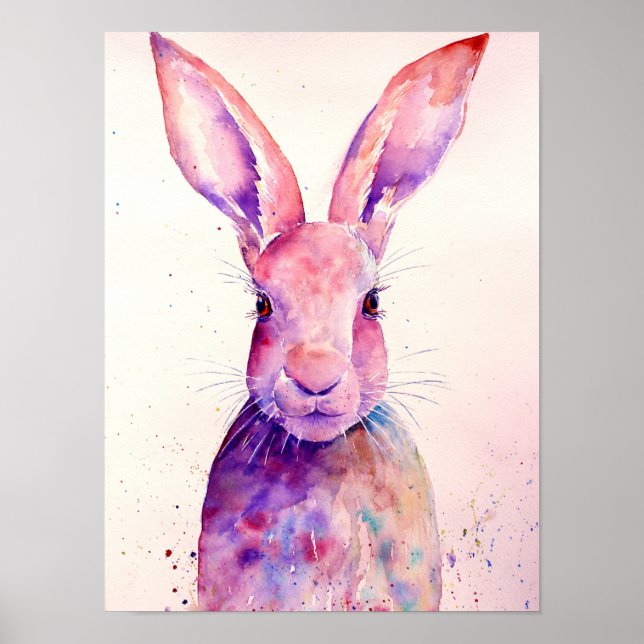 Watercolor Abstract Rabbit Hare Poster (Front)
