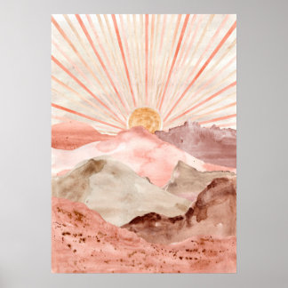 Watercolor abstract sands desert landscape Modern Poster