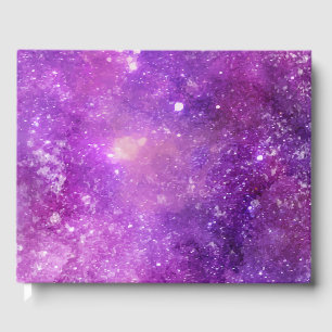 Watercolor Abstract Space and Star Background Guest Book