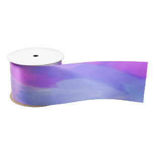 Watercolor Abstract Texture in Pastel Colours Satin Ribbon