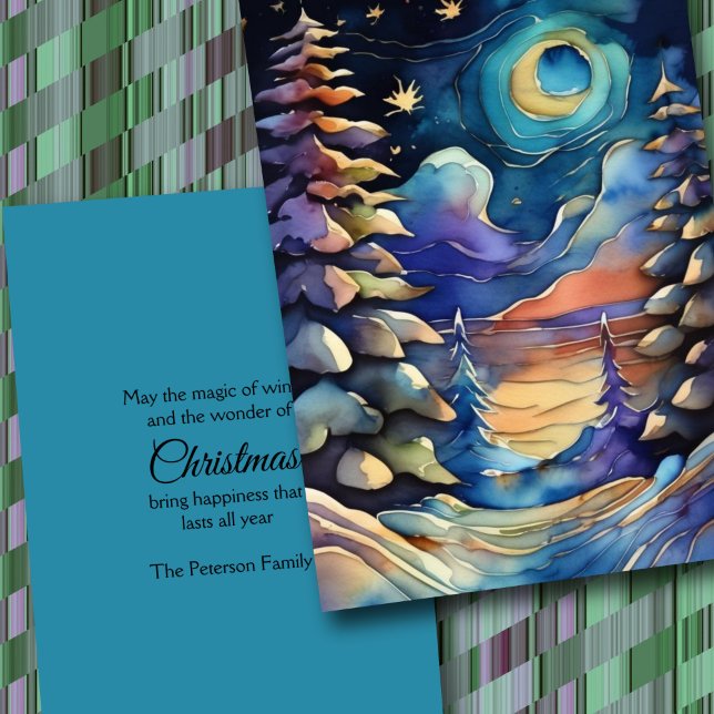 Watercolor Abstract Winter Scene Christmas Holiday Card (Creator Uploaded)