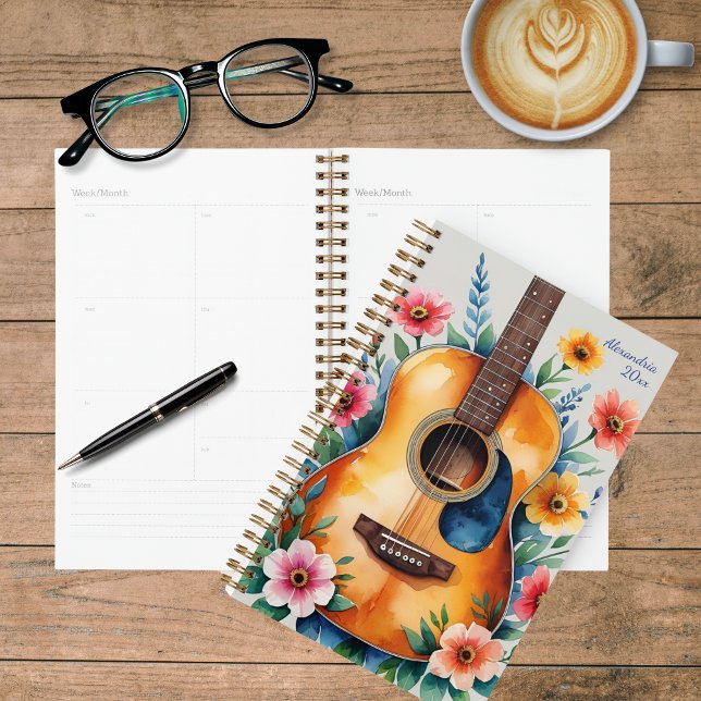 Watercolor Acoustic Guitar Floral Planner (Creator Uploaded)