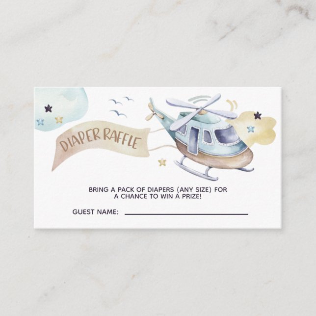 Watercolor Aeroplane Baby Shower Diaper Raffle Enclosure Card (Front)