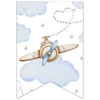 Watercolor Aeroplane Time Flies Birthday Banner