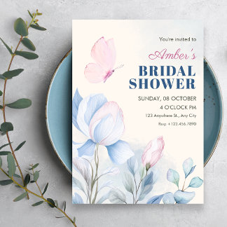 Watercolor aesthetic floral bridal shower invitation