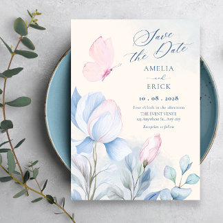 Watercolor aesthetic floral wedding save the date