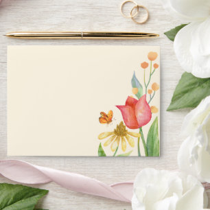 Watercolor aesthetic flowers envelope