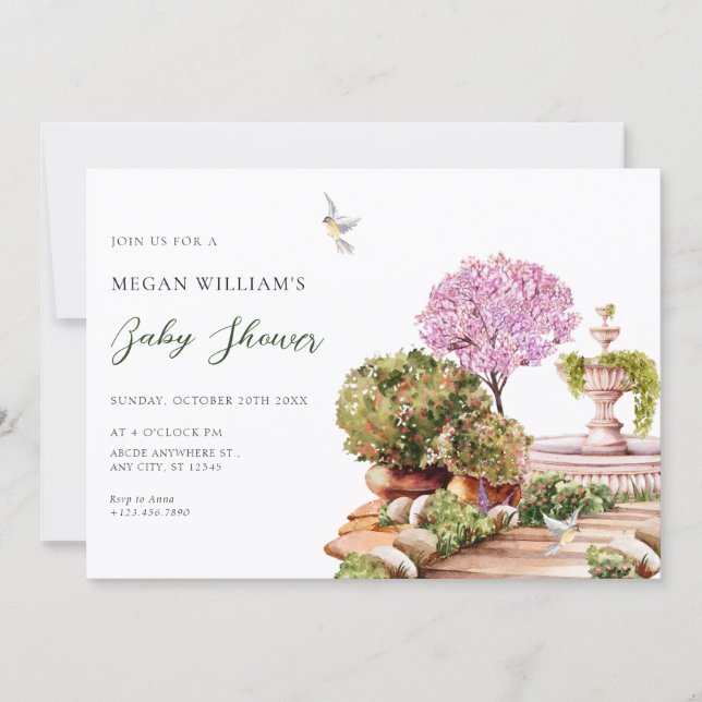 Watercolor aesthetic garden invitation (Front)