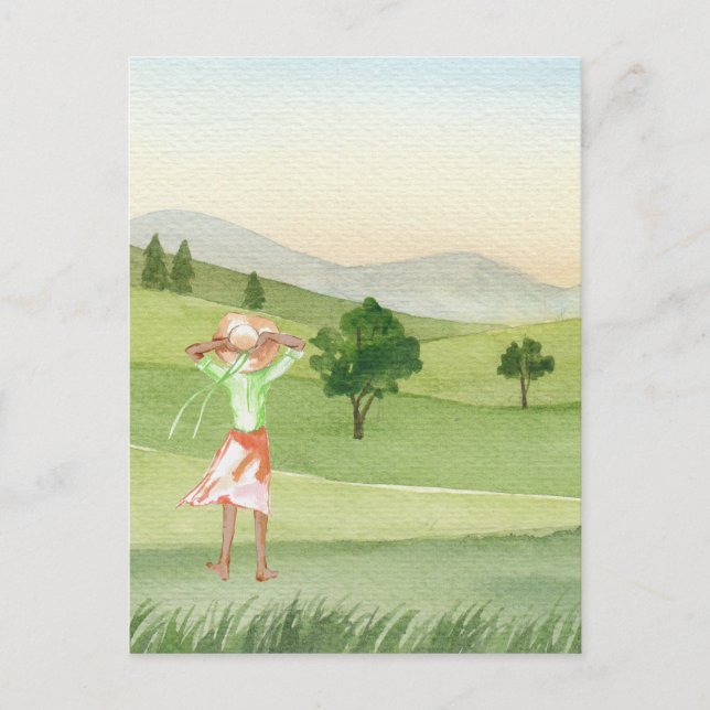 Watercolor aesthetic nature landscape postcard (Front)