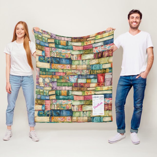 Watercolor Aesthetic Stacked Books Fleece Blanket (In Situ)