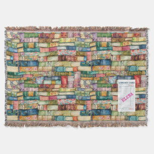 Watercolor Aesthetic Stacked Books Throw Blanket