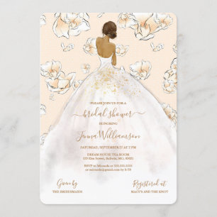 Watercolor African American Bride Bridal Shower Invitation