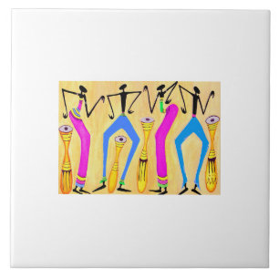 Watercolor African Art Awesome Party Time Ceramic Tile