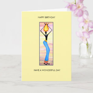 Watercolor, African Art Elegant Lady Birthday Card