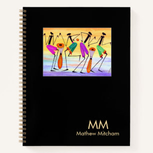 Watercolor, African Art, Expressing Happiness Notebook