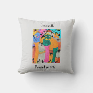 Watercolor, African Art, Joy Dance Cushion