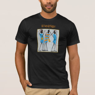 Watercolor African Art, Kenya Maasai Warriors T-Shirt