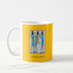 Watercolor, African Art, Maasai Warriors Coffee Mug
