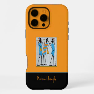 Watercolor, African Art, Maasai Warriors iPhone 16 Pro Max Case