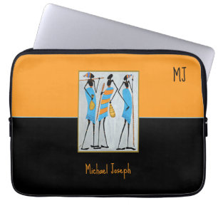 Watercolor, African Art, Maasai Warriors Laptop Sleeve
