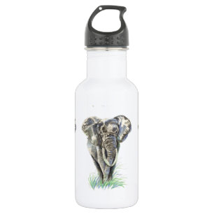 Watercolor African Elephant Animal Nature Art 532 Ml Water Bottle