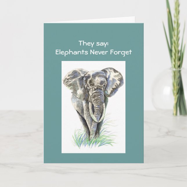 Watercolor African Elephant Animal Nature Art Card (Front)