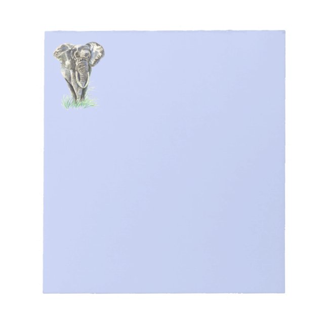 Watercolor African Elephant Animal Nature Art Notepad (Front)