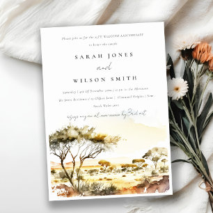 Watercolor African Landscape Wedding Anniversary Invitation