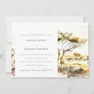 Watercolor African Landscape Weekend Dinner Party Invitation
