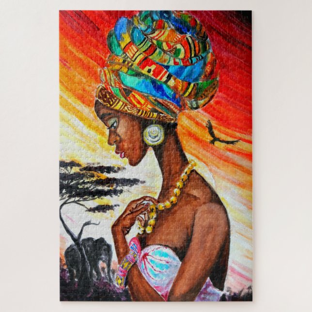 Watercolor - African Princess - Painting Jigsaw Puzzle (Vertical)