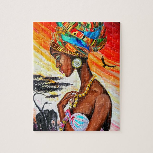 Watercolor - African Princess - Pretty Woman Jigsaw Puzzle (Vertical)