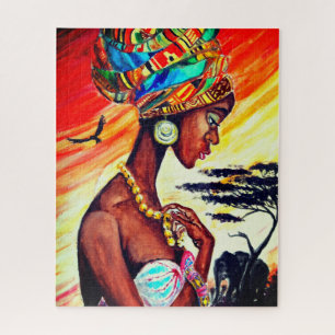 Watercolor - African Princess - Pretty Woman - Jigsaw Puzzle