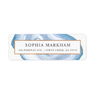 Watercolor Agate   Blue   Return Address Label