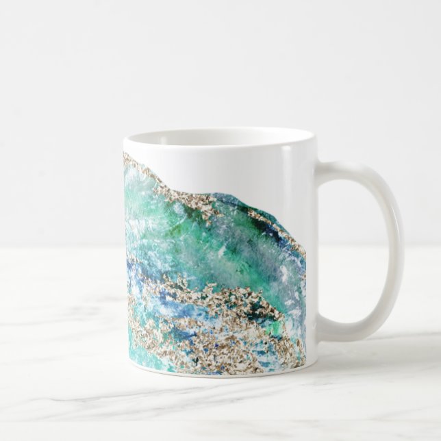 *~* Watercolor Agate Geode Rock Gold  Glitter Coffee Mug (Right)