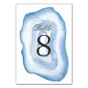 Watercolor Agate Table Number Card Blue