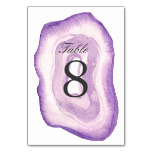 Watercolor Agate Table Number Card Lavender
