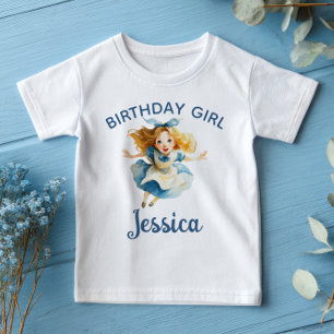 Watercolor Alice in ONEderland Birthday Girl Name  Baby T-Shirt