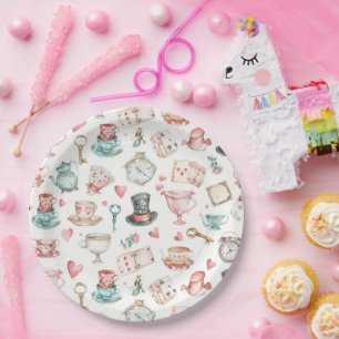 Watercolor Alice Pattern  Paper Plate