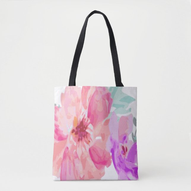 Watercolor All Over Floral Tote Bag (Front)