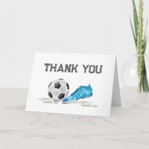 Watercolor All Star Soccer Sport Boy Baby Shower Thank You Card