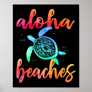 Watercolor Aloha Beaches Turtle Shirt Hawaiin Sea  Poster