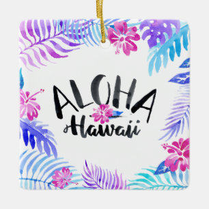 Watercolor Aloha Hawaii Tropical Ornament